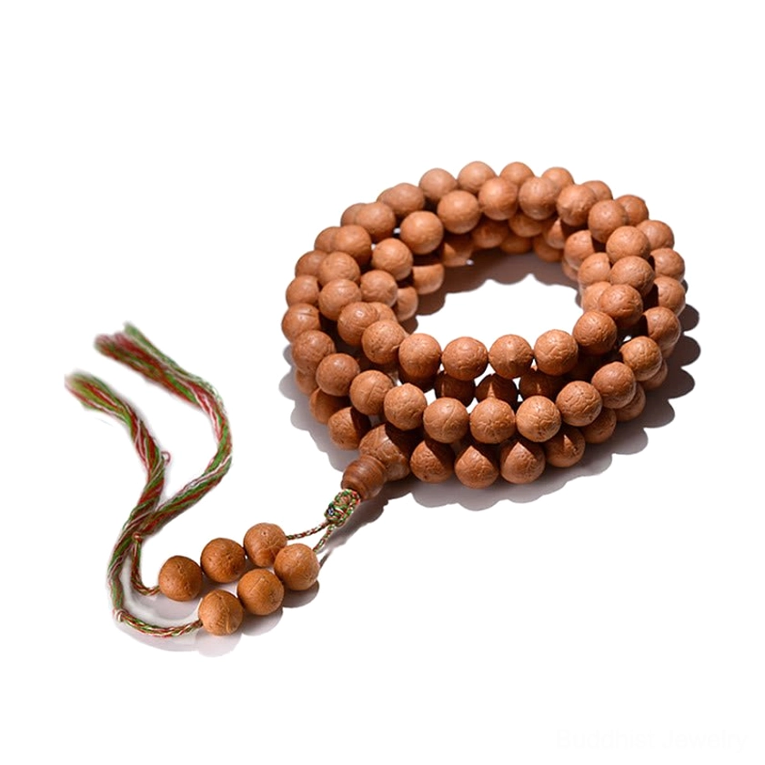 Authentic Bodhi seed mala beads showing natural variations and genuine craftsmanship