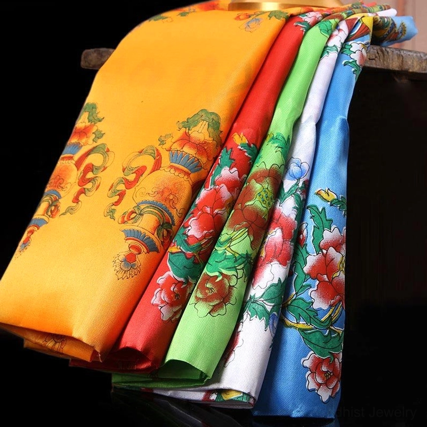 Authentic Buddhist khata ceremonial scarf made with eco-friendly materials, carries centuries of spiritual tradition and compassion