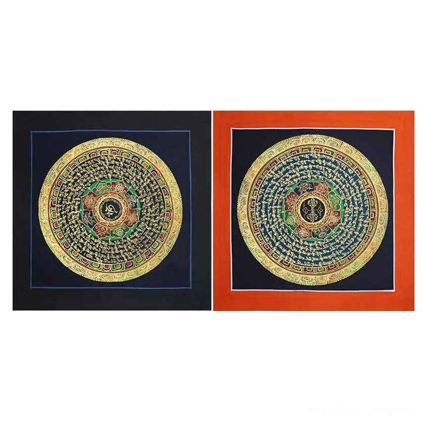 Authentic hand-painted mandala thangka displaying traditional Buddhist artistic techniques – premium spiritual art for inner peace