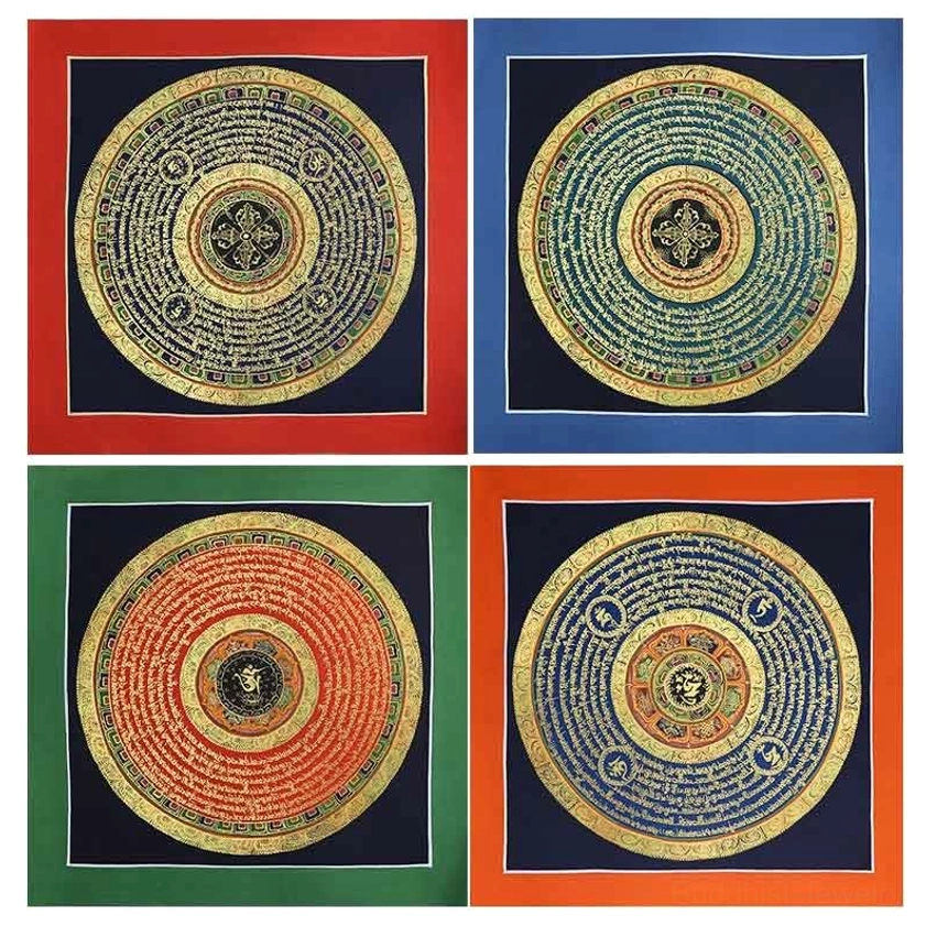 Authentic handmade mandala thangka scroll with natural pigments and detailed craftsmanship – premium Buddhist spiritual art