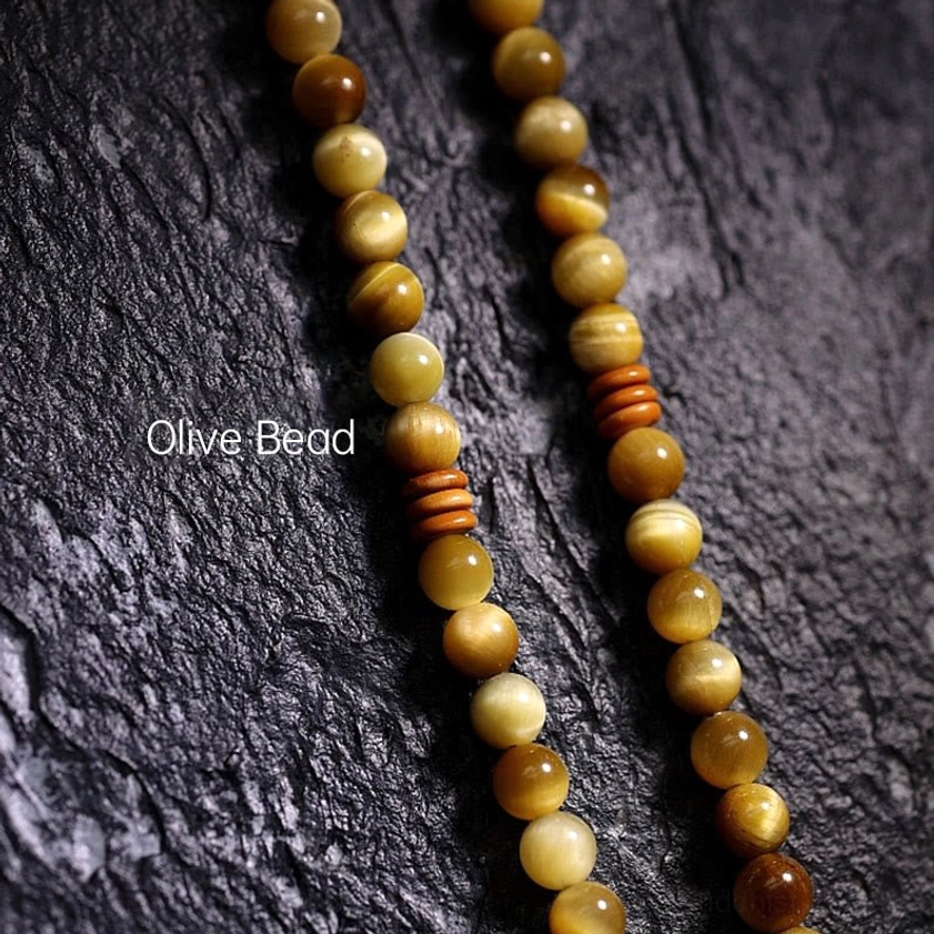 Authentic Sacred Tiger Eye 108 Mala with Copper Vajra - traditional Buddhist prayer beads collection