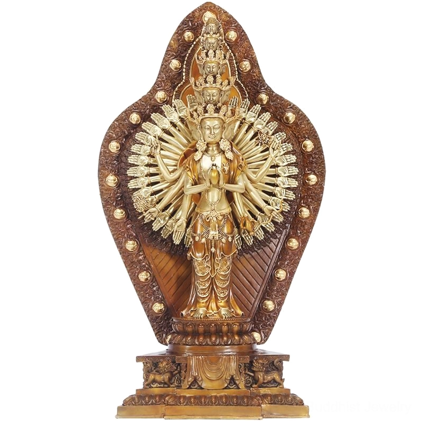 Avalokitesvara bodhisattva statue premium copper brass material antique finish for spiritual practice and collection