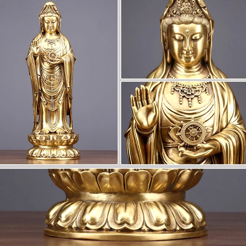 Avalokitesvara brass bodhisattva statue complete collection size comparison display