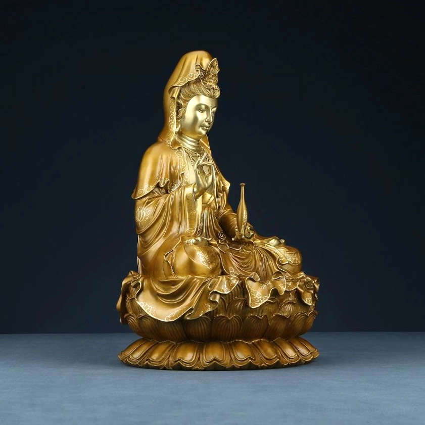 Avalokitesvara statue seated posture full body serene compassionate expression