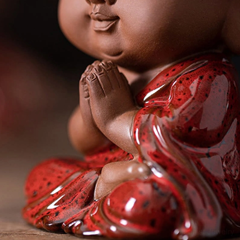 Avalokitesvara Guan Yin Buddhist ceramic figurine miniature statue handcrafted with compassion symbolism for protection and career success