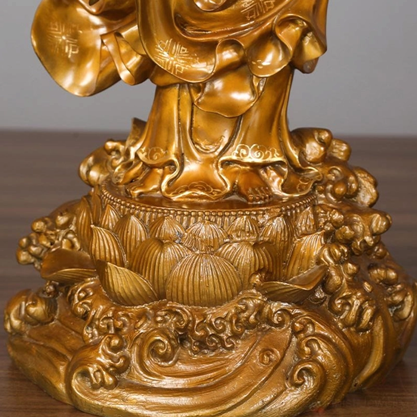Multiple angles of Avalokitesvara Guan Yin handcrafted statue showing comprehensive details of bodhisattva figure and base