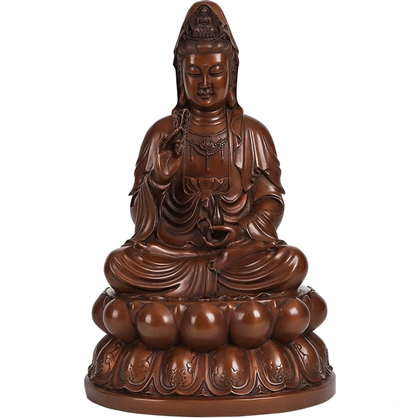 Avalokitesvara Guanyin copper statue artistic sculptural masterpiece showcasing traditional Buddhist craftsmanship
