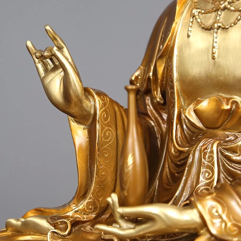 Avalokitesvara upper body blessing hand gesture holy vase close-up detail