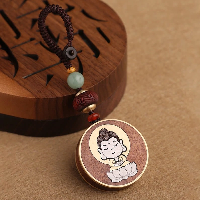 Avalokitesvara wooden keychain hanging decoration - compassion Bodhisattva charm