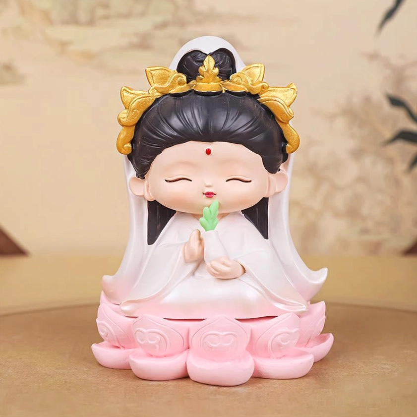 Avalokitesvara on lotus base 6.6cm premium resin statue compassion bodhisattva main piece