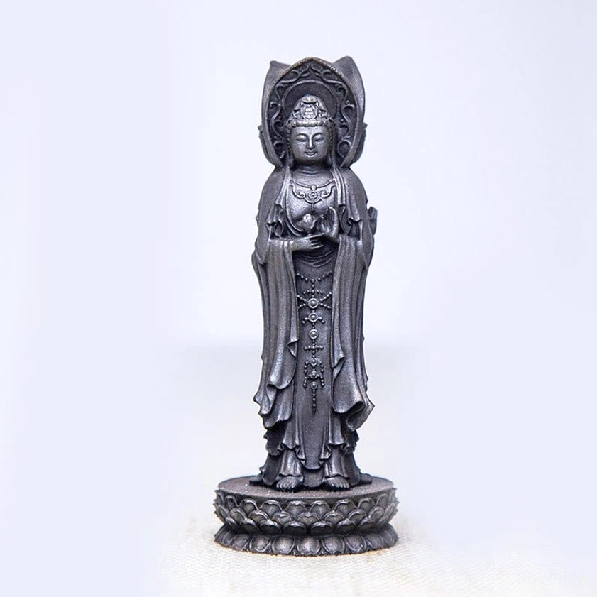Polished version Avalokitesvara statue showing refined finish and detailed carving