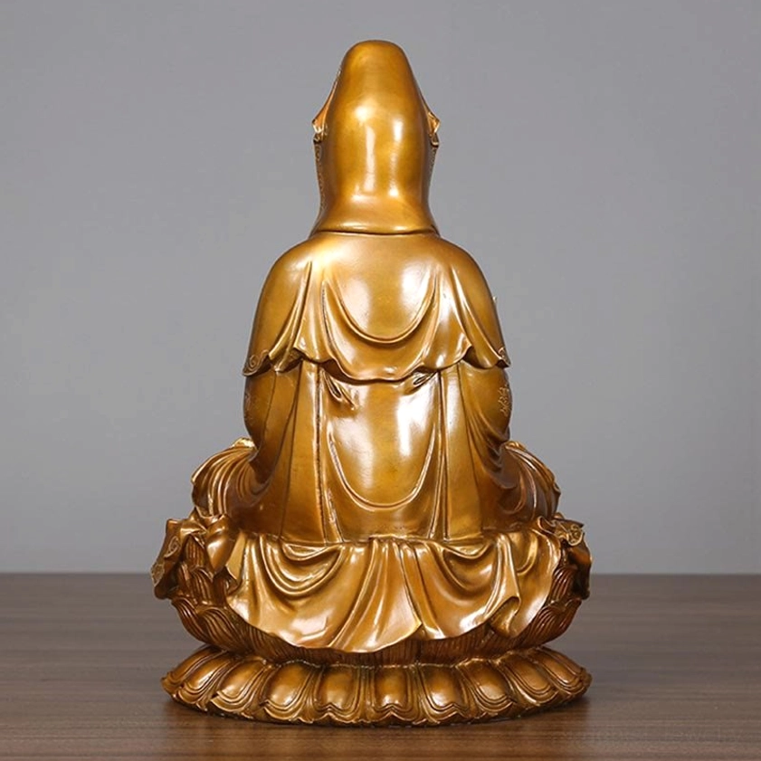 Avalokitesvara statue rear view back robes lotus pedestal decorative base