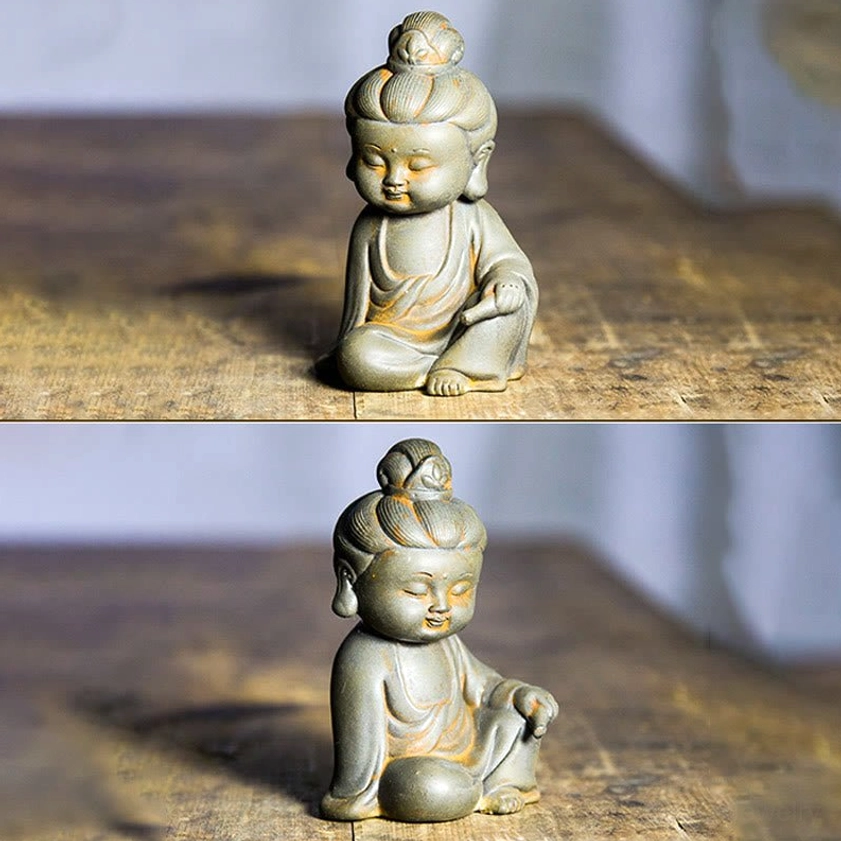 Avalokitesvara Guanyin bodhisattva statue handcrafted close-up rust patina detail