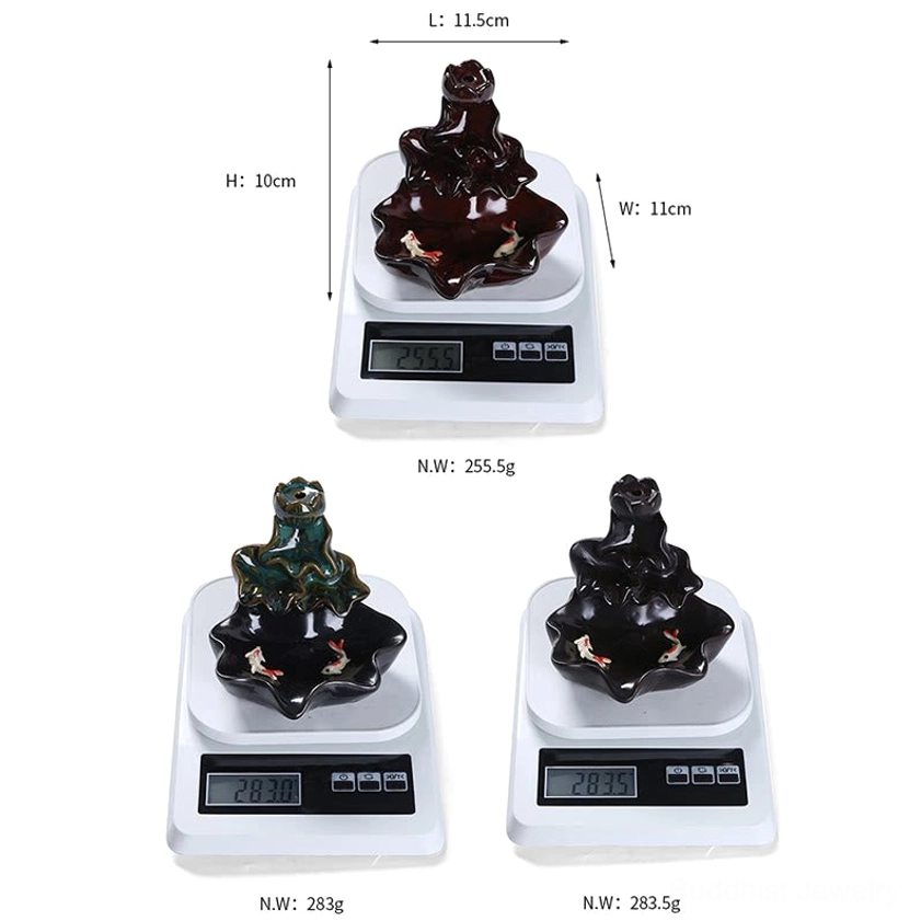 Backflow incense burner ceramic lotus design for anxiety relief and relaxation