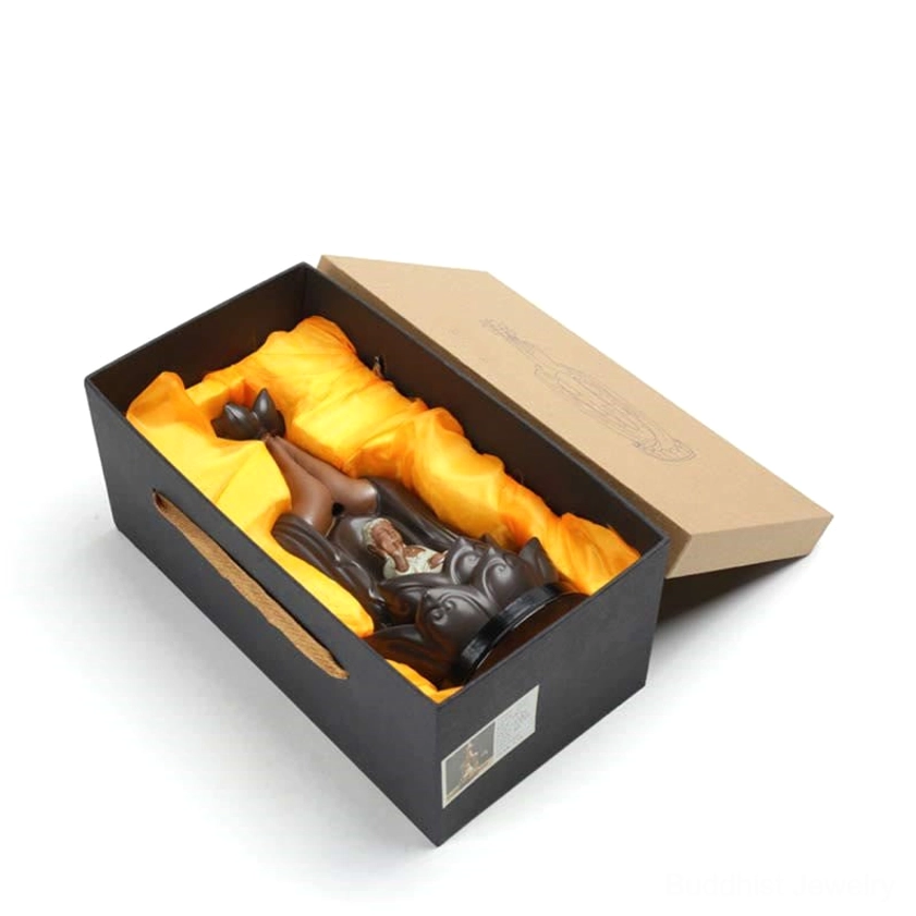 Backflow Incense Burner Gift Box Interior - Yellow Velvet Protective Lining and Packaging