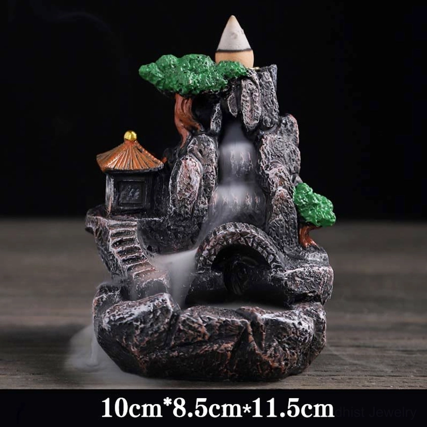 Small Bridges Flowing Water backflow incense burner with scenic water feature design