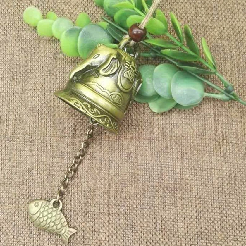 Buddhist wind chime bell with Bagua feng shui symbols and protective auspicious motifs