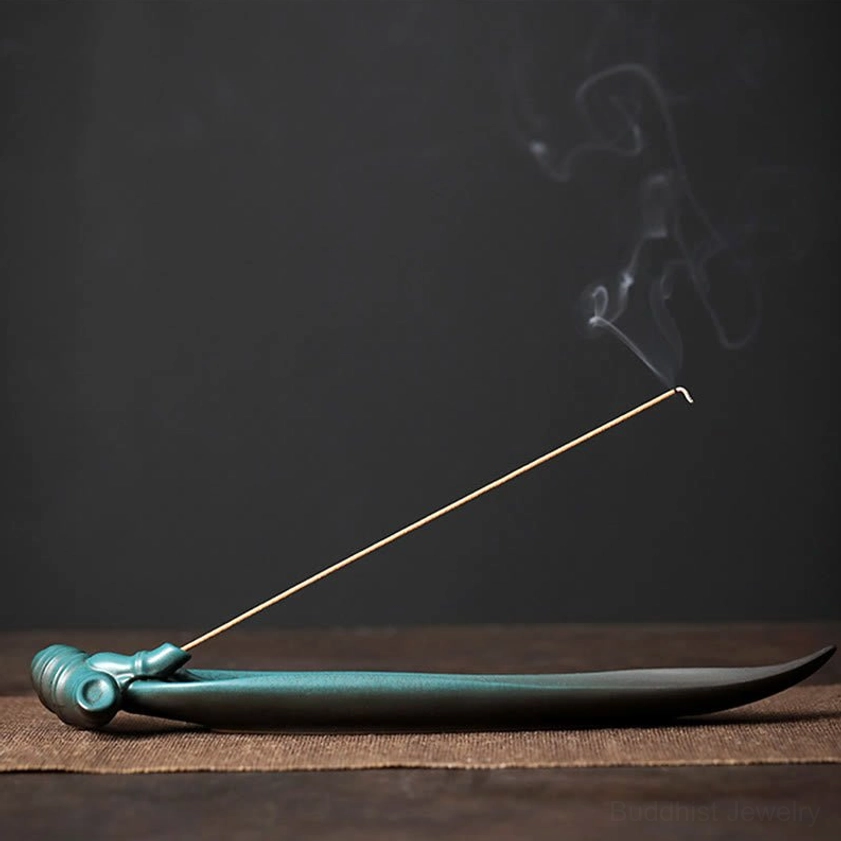 Bamboo design ceramic incense holder representing flexibility and harmony in Buddhist tradition