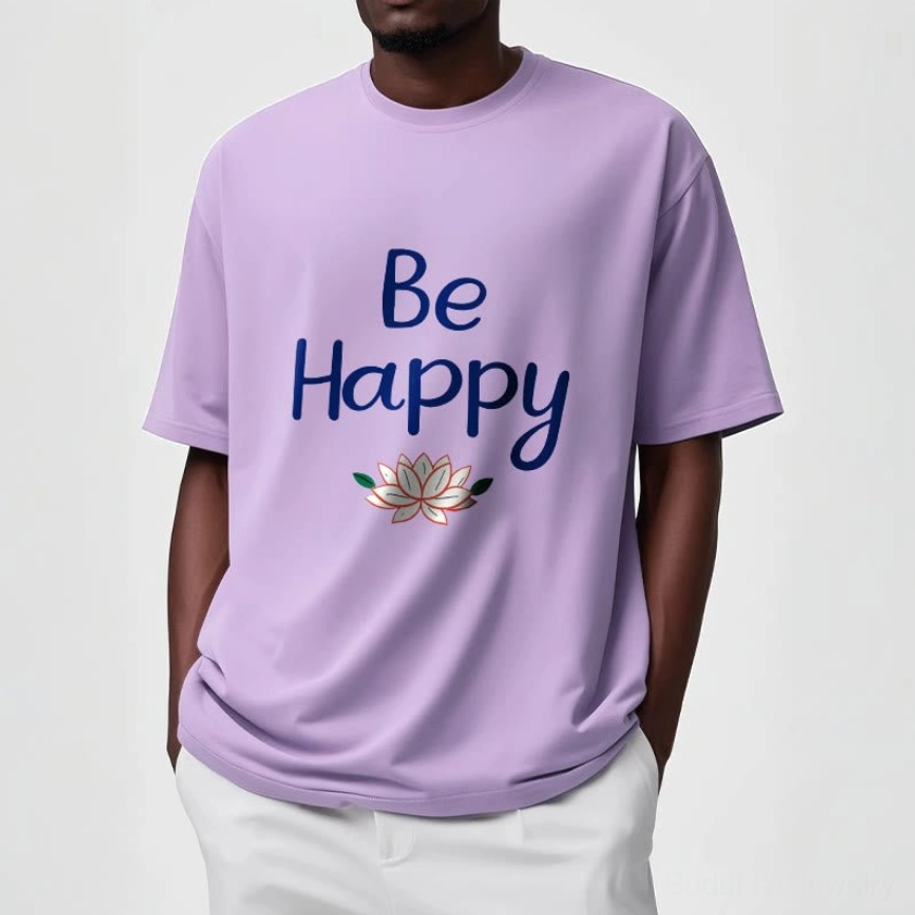 Be Happy lotus tee care instructions, cotton t-shirt washing and maintenance guide for longevity