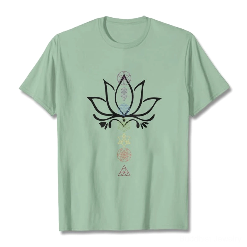 Beige lotus sacred geometry t-shirt lifestyle outdoor spiritual wear