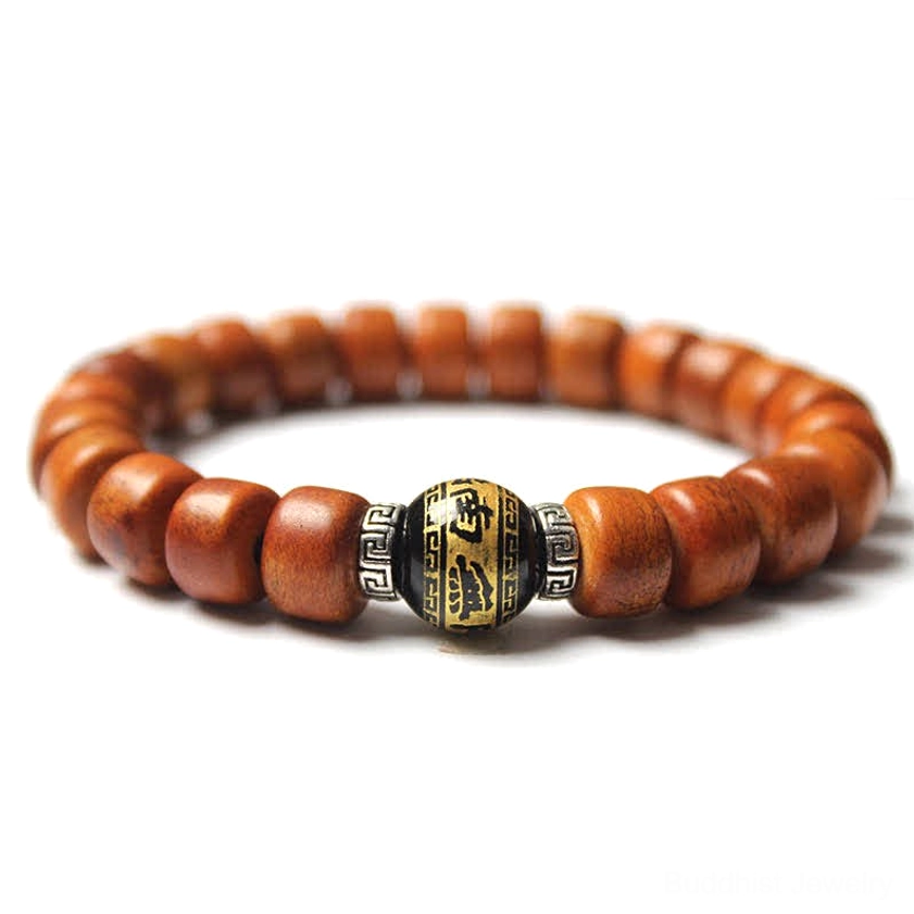 Black Obsidian Buddhist bracelet for purification and transformation, dark stone beads with metal spacers