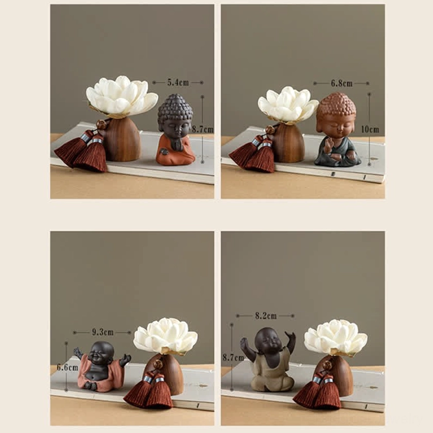 Black peach wood Buddha meditation shrine with bodhi seed bracelet and aromatherapy set