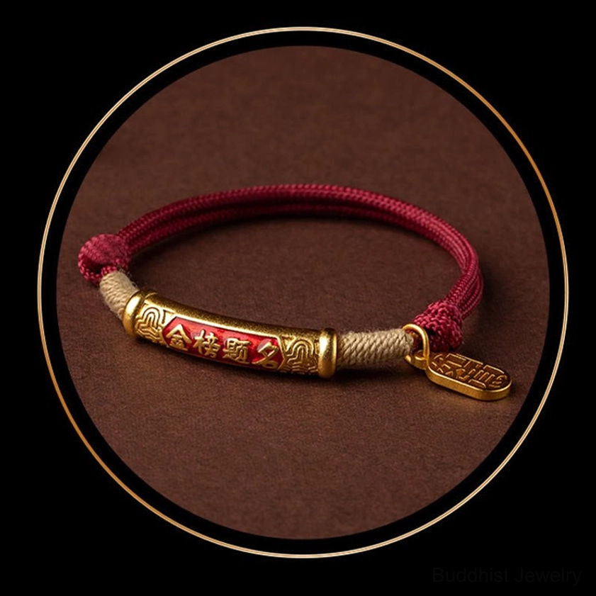 Black and red braided cord bracelets side by side with metal charm pendants comparison