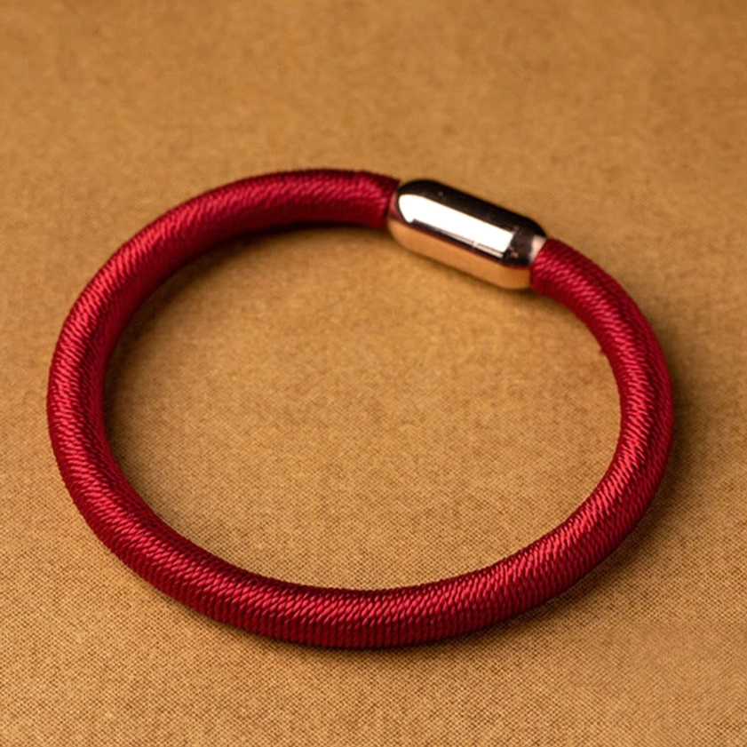 Black rope simple design Buddhist protection bracelet magnetic closure