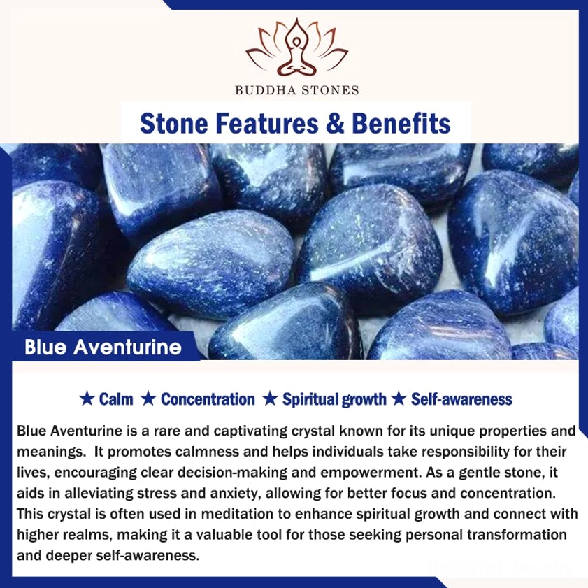 Blue aventurine 108 mala beads bracelet with lotus pendant product information guide
