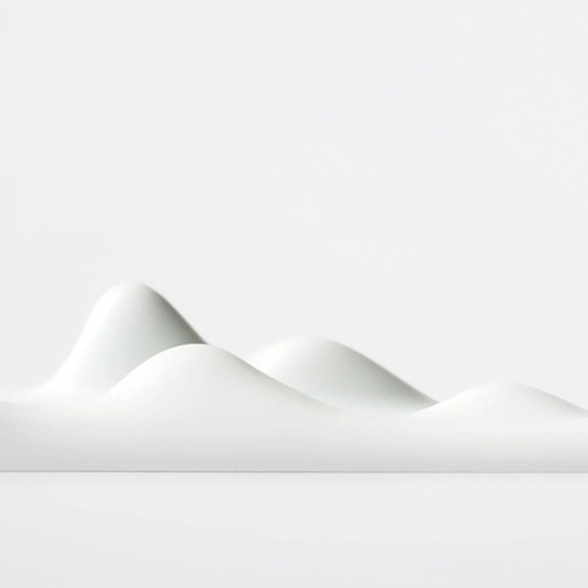 Pale blue ceramic mountain peak incense holder front view with continuous peak design
