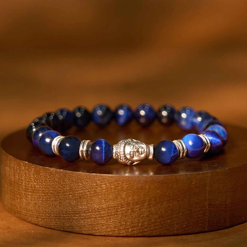 Blue Tiger Eye Buddha Bracelet – Intuition and Peaceful Awareness