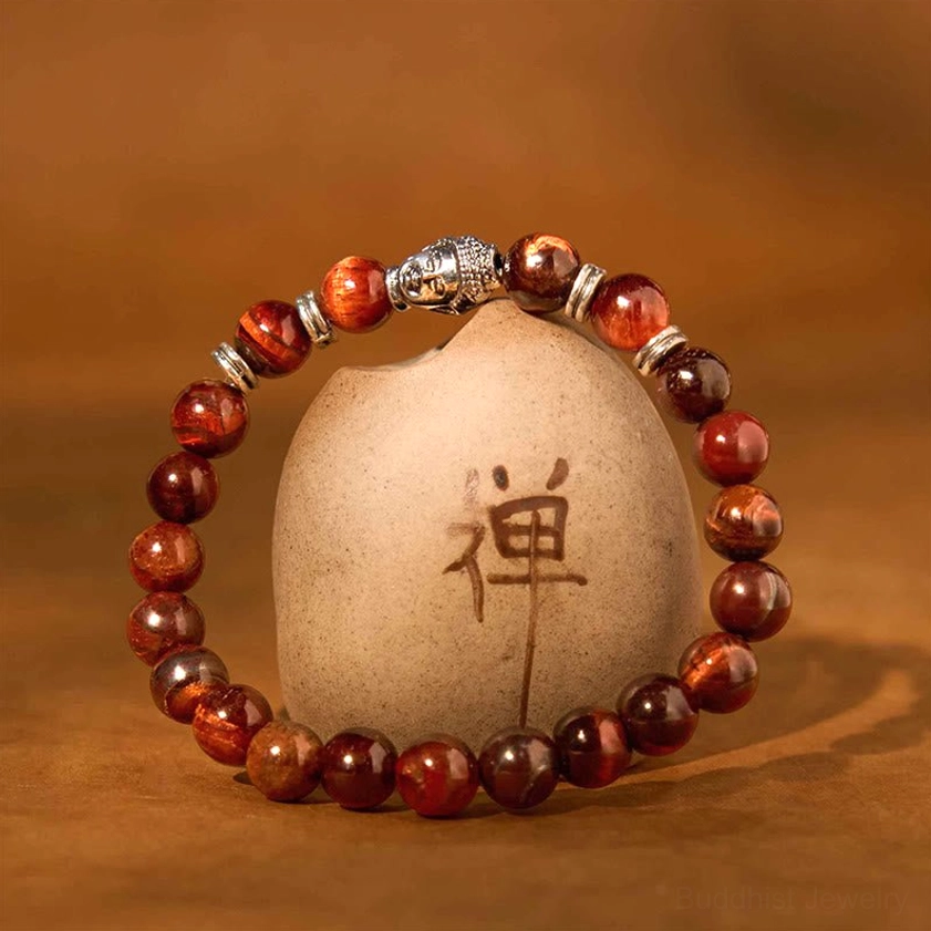Blue tiger eye Buddha bracelet protection - shields against negative energy jewelry