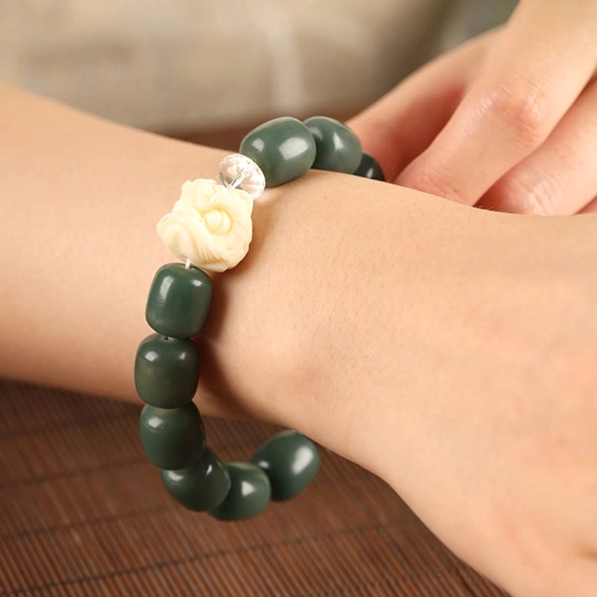 Bodhi seed bracelet worn on wrist showing authentic Buddhist meditation jewelry in lifestyle setting