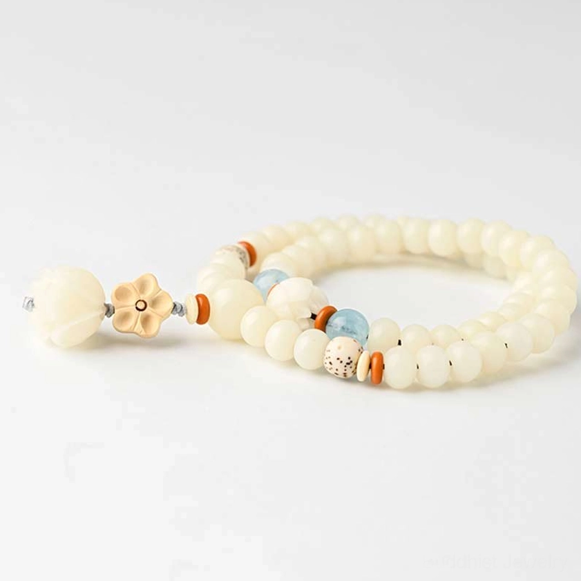 Bodhi lotus bracelet with aquamarine and amethyst stone options side-by-side