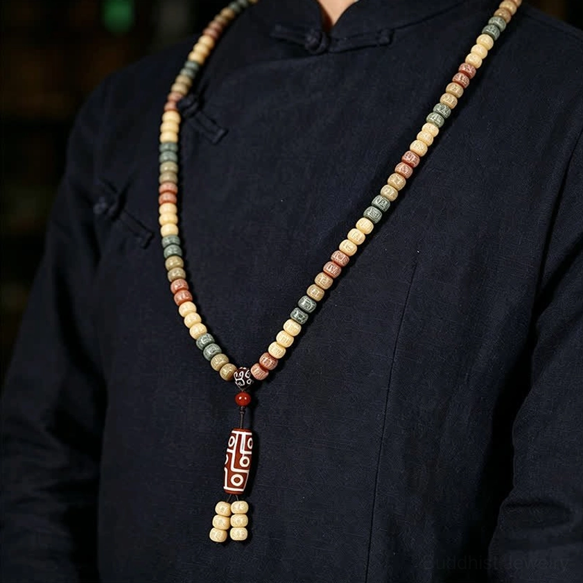 Bodhi seed 108 mala beads wrapped around wrist - practical wear view
