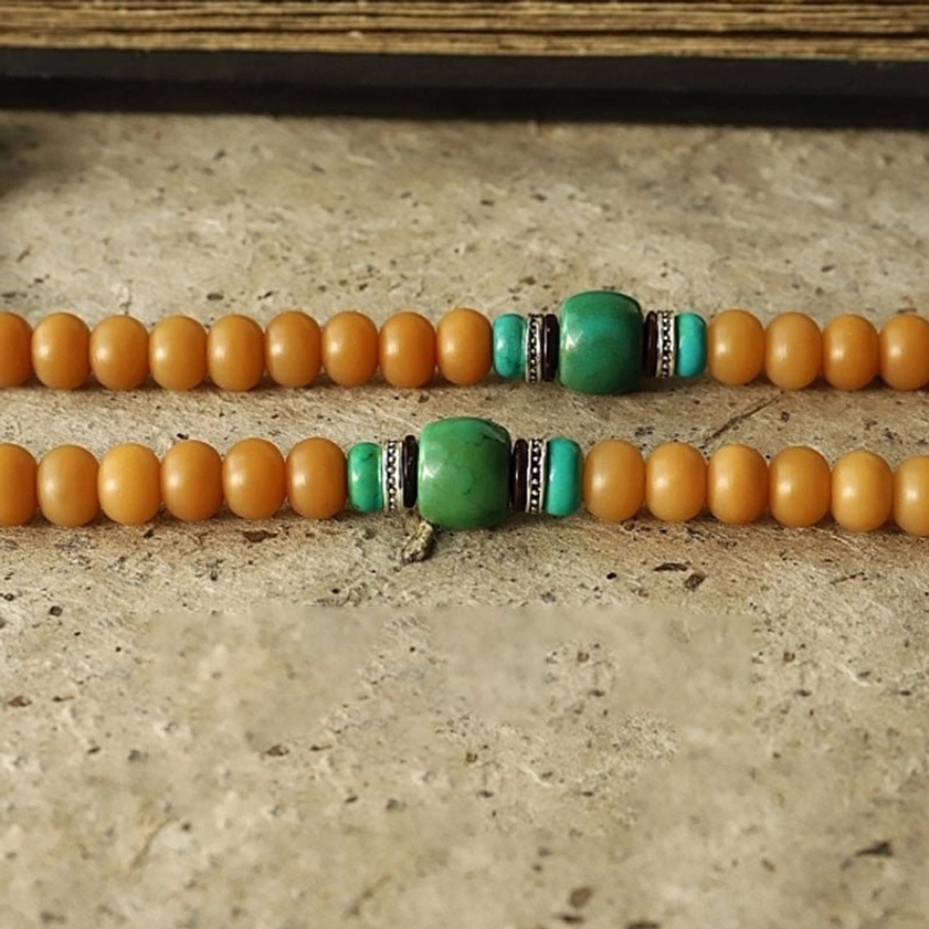 108 Bodhi Seed Mala Bracelet with Bagua Amulet - Complete Spiritual Practice Set