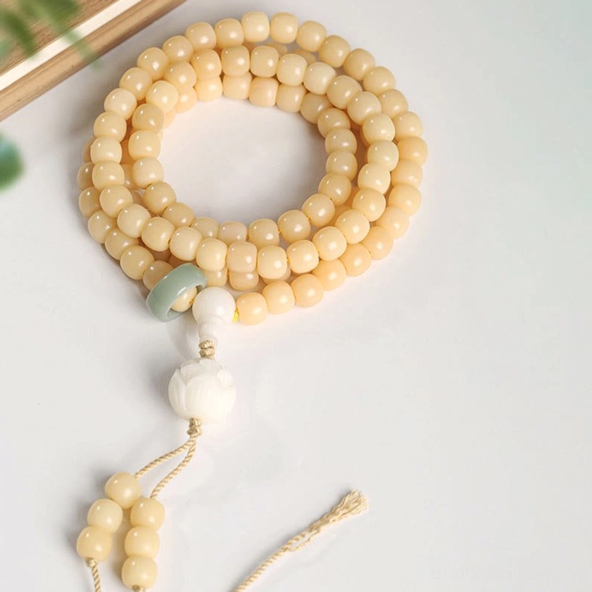 Bodhi Seed Bracelet with Dzi Bead protection amulet traditional Buddhist jewelry