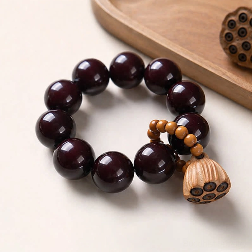 Bodhi seed bracelet showing smooth polished surface and natural texture of authentic spiritual beads