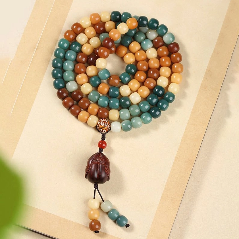 11mm Colorful Bodhi Seed Buddha Hand Bracelet vibrant hand-painted beads spiritual jewelry