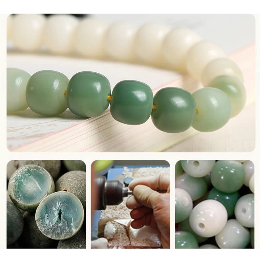 Bodhi seed prayer mala featuring multiple spiritual materials including boxwood, aventurine, and agate - handcrafted bracelet for inner peace and enlightenment