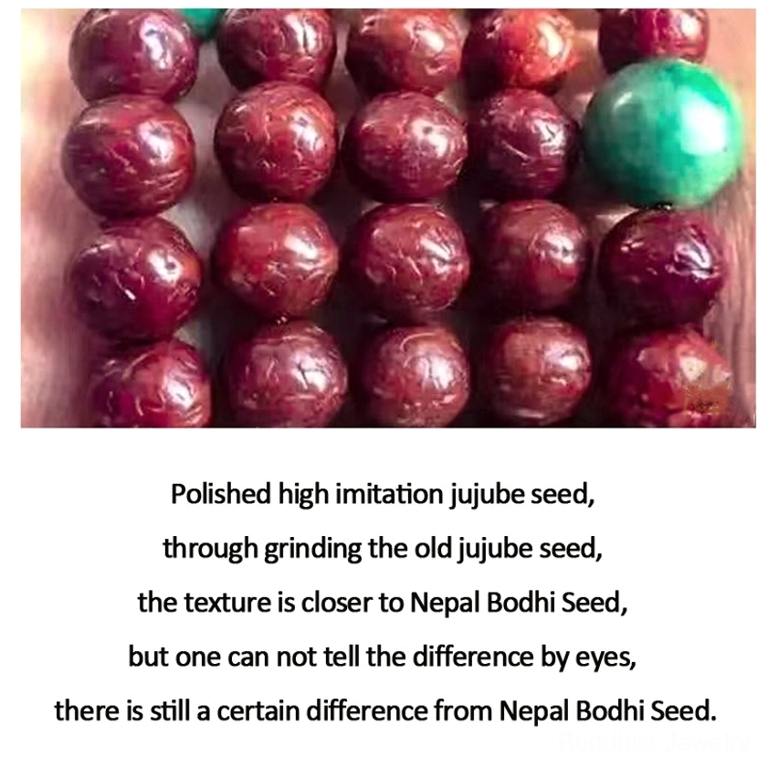 Bodhi seed prayer beads mala showing traditional hand-strung construction and sacred 108 count