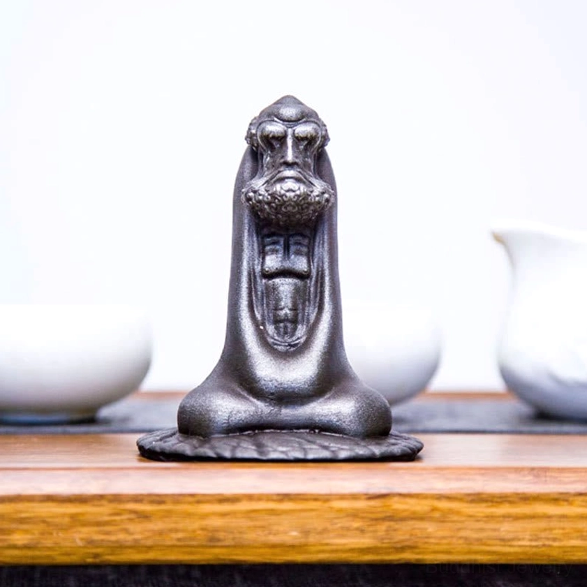 Bodhidharma meditation decor statue multiple angle view showing three-dimensional form