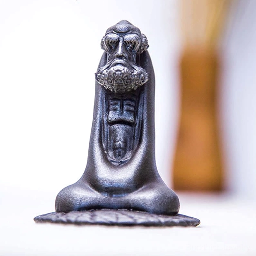 Bodhidharma sculpture showing authentic handmade craftsmanship and natural variations