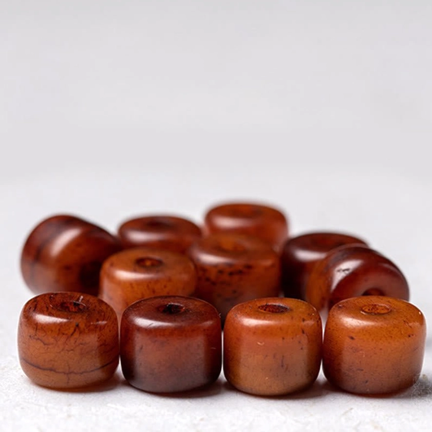 Bone bead bracelet detailed close-up showing natural grain and polished surface finish