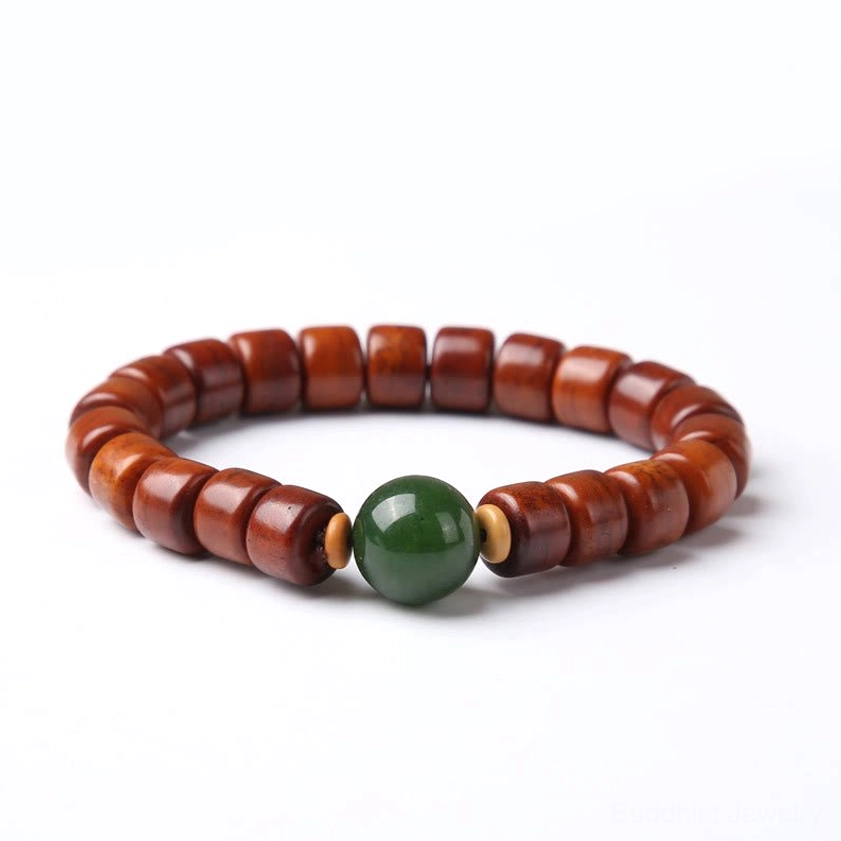 Bone bead bracelet with jasper stone earthy tone natural Buddhist spiritual jewelry