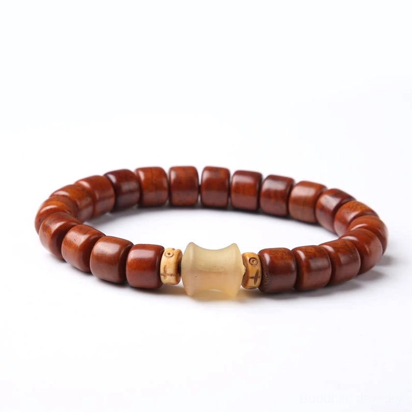 Bone bead bracelet with sheep horn spacer natural material Buddhist protective jewelry