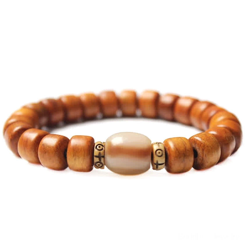 Minimalist bone beads bracelet with light brown barrel beads and metal spacers, clean aesthetic