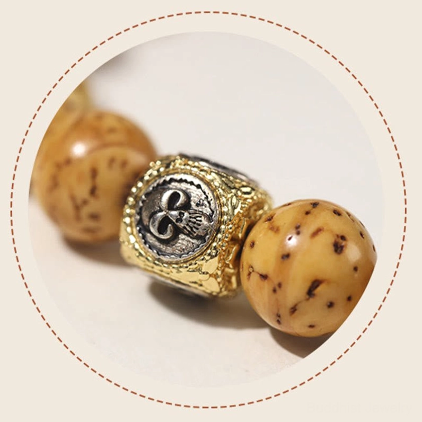Purple gold rat and bodhi seed bracelet size comparison and fit reference