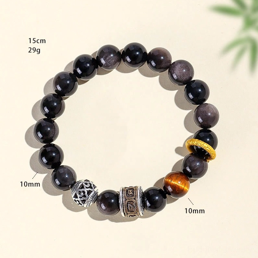 Standard 10mm beaded bracelet with size measurements 15cm circumference and weight specifications