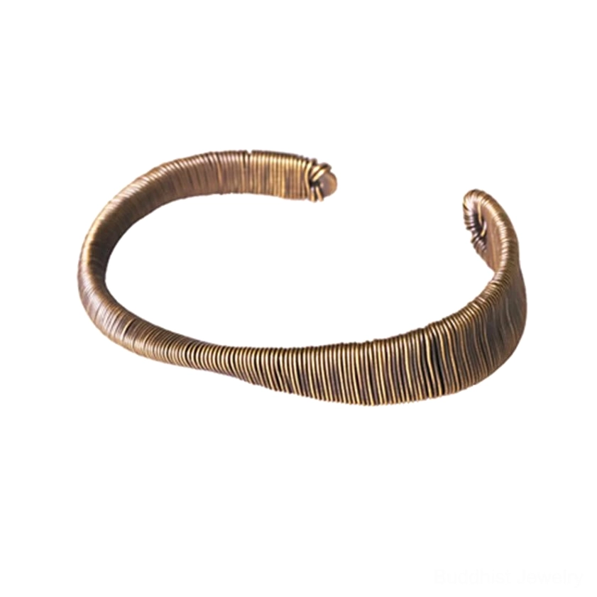Brass cuff bracelet gift presentation showing packaging and complete product for mindfulness enthusiasts